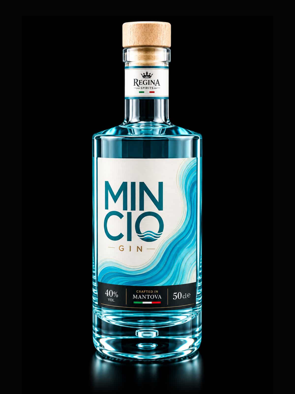 Bottiglia Gin Mincio Menta e Lime Regina Spirits, gin botanico artigianale